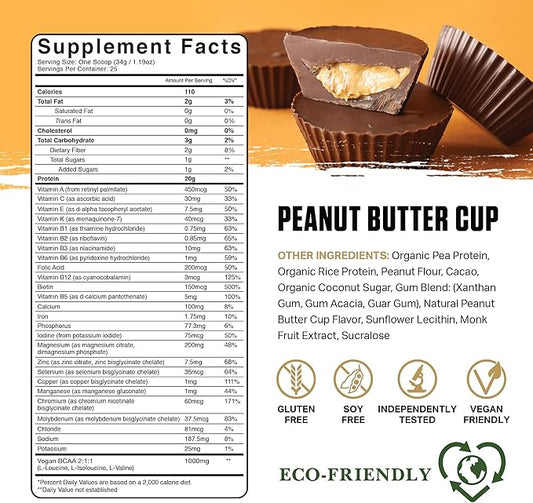 Ambrosia Planta - Premium Plant-Based Protein | Vegan & Keto Friendly | Gourmet Flavors with No Bloating or Stomach Upset | Gluten & Soy Free | No Added Sugar | 25 Servings | Peanut Butter Cup