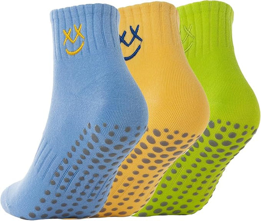 3/6 Pairs Cute Pilates Socks with Grips,Yoga Socks Barre Sock Non Slip Embroidery for Barre Ballet Workout