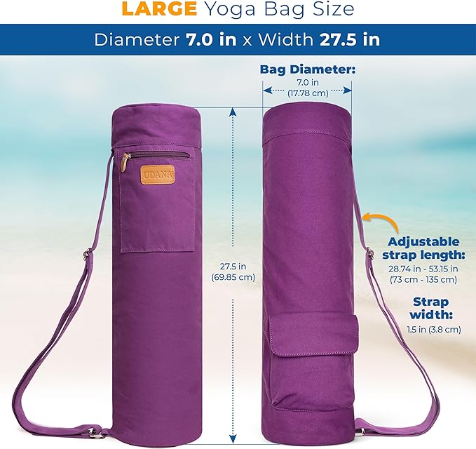 UDANA Yoga Mat Bag, Large – Fits Thick Mats, 3 Storage Pockets, Adjustable Strap