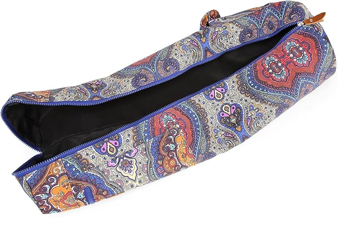 Canvas Yoga Mat Bag with Adjustable Strap & Pockets, Full-Zip Travel Gym Tote for Women & Men, Fits 1/4" & 1/3" Thick Mats, Lightweight Carrier for Yoga, Workout, Outdoor Use