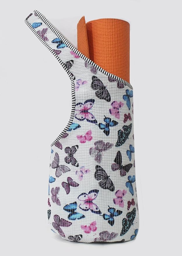 INDIAN CRAFT CASTLE Yoga Mat Bag | Tote Mat Bag | Sling Yoga Tote w/Large Side Pocket & Zipper Pocket | Yoga Mat Carrier Fits Most Size Mats
