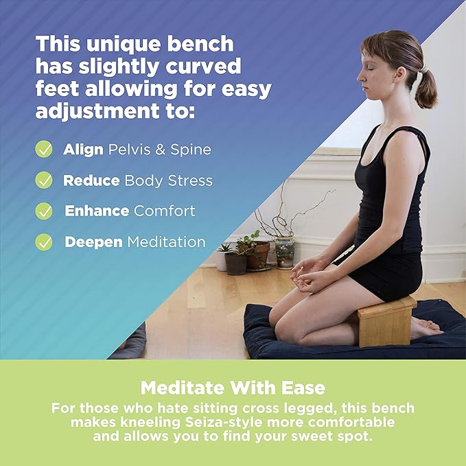 Bean Products Bamboo Foldable Meditation Bench – Supportive and Portable Folding Kneeling Stool for Zen Practice – Ergonomic Design for Seiza, Meditation, Prayer and Travel – Made in USA