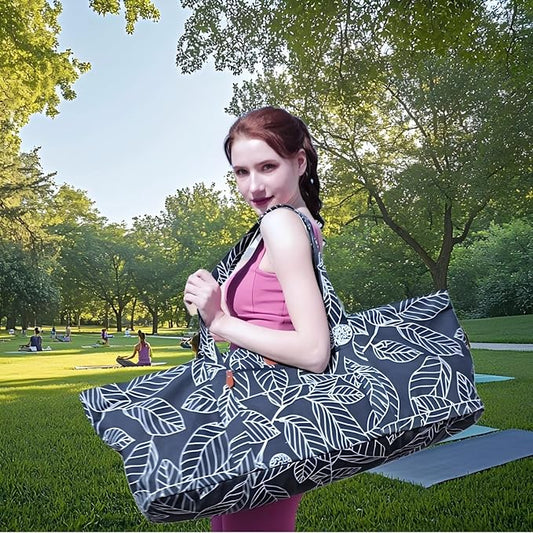 Large Yoga Mat Bag for Women Men, Travel Gym Bag for Pilates Office Beach Workout, Yoga Mat Tote Carrier with Mat Strap for 1/4" 1/2" Thick Exercise Yoga Mat