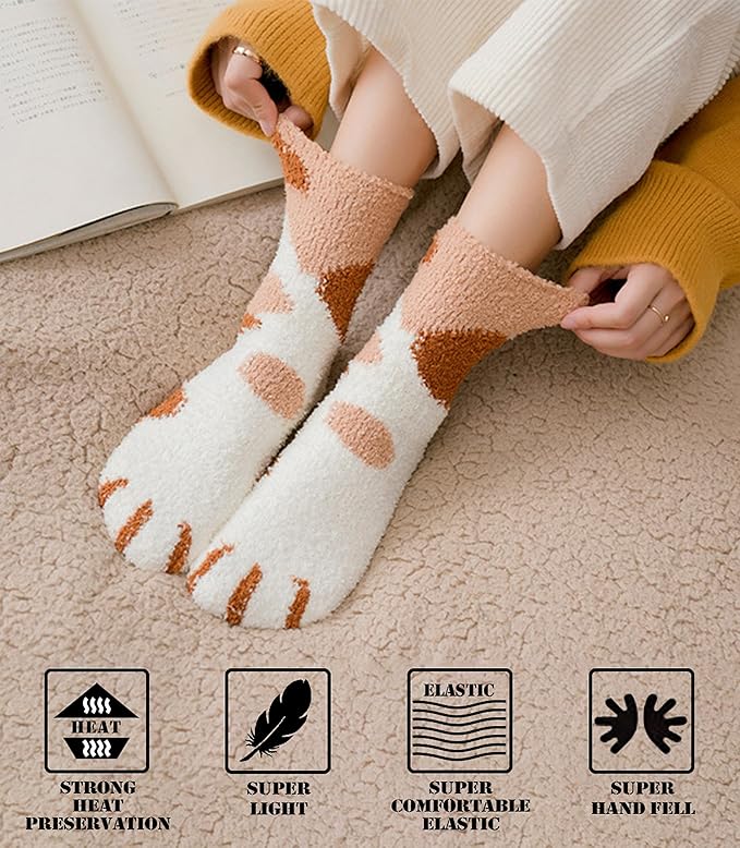 FNOVCO Non Slip Socks for Women Winter Warm Cozy Fuzzy Slipper Socks Soft Fluffy Hospital Socks with Grips