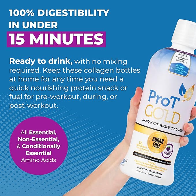 ProT GOLD Berry Sugar Free Liquid Protein Shot - 16oz Anti Aging. Proven to Boost Immunity. Formula Trusted by 4,000+ Medical Facilities for Complete Protein Nutrition and Proven 2X Faster Healing
