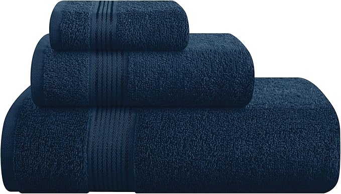 Belizzi Home Ultra Soft 3 Pack Cotton Towel Set, Contains a Bath Towel 28x55 inch, a Hand Towel 16x24 inch & a Wash Coth 12x12 inch, Ideal Everyday use, Compact & Lightweight - Mineral Blue