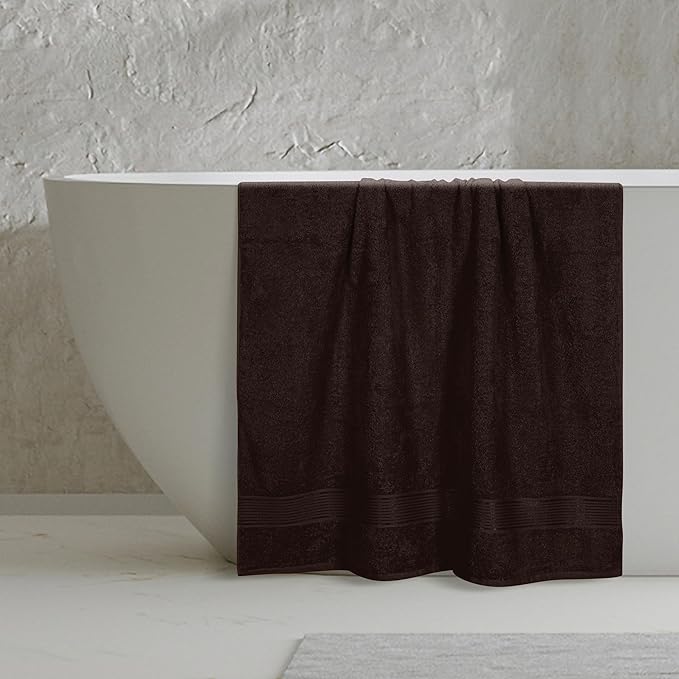 Belizzi Home Cotton 2 Pack Oversized Bath Sheet 35x70, Large Bath Sheet, Ultra Soft, Absorbent, Compact, Eco-Friendly, Recyclable, Quick Drying and Lightweight Towel - Chocolate Brown