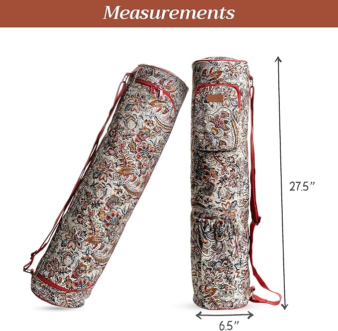 Maison d' Hermine Yoga Mat bag, Cylindrical bag for Woman&Men, yoga mat Bag &Adjustable shoulder straps Yoga Mat Carrier Bag with Drawstring Water Bottle Pocket and zipper pocket