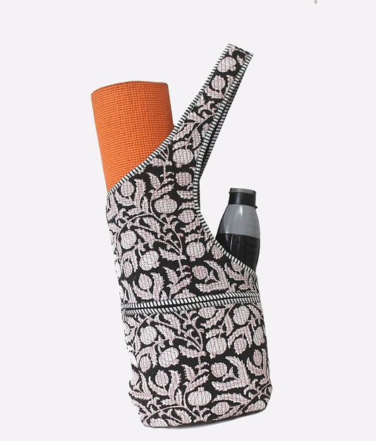 INDIAN CRAFT CASTLE Yoga Mat Bag | Tote Mat Bag | Sling Yoga Tote w/Large Side Pocket & Zipper Pocket | Yoga Mat Carrier Fits Most Size Mats
