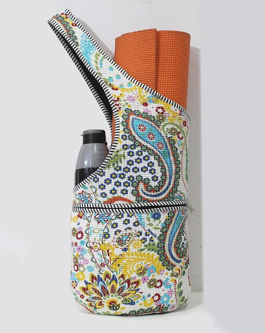 INDIAN CRAFT CASTLE Yoga Mat Bag | Tote Mat Bag | Sling Yoga Tote w/Large Side Pocket & Zipper Pocket | Yoga Mat Carrier Fits Most Size Mats