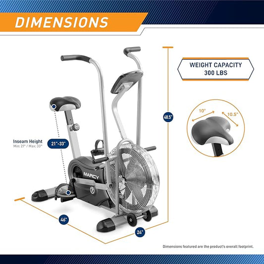 Marcy Air-Resistance Exercise Fan Bike With Dual Acction Handlebars