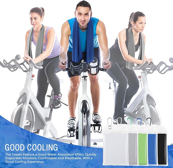 Hosuly 15 Pack Cooling Towels 40" x 12" Cooling Towels for Neck and Face Iced Towel Microfiber Soft Breathable Chilly Yoga Towel for Hot Weather (Black, White, Light Gray, Dark Blue, Bright Green)