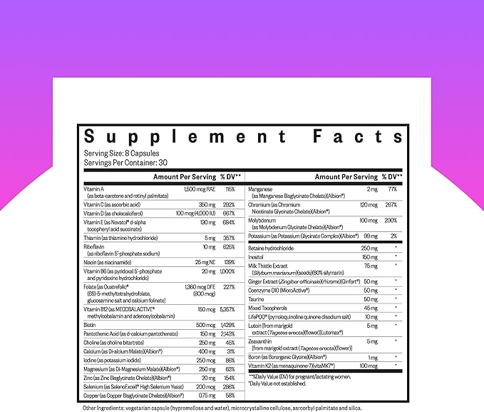 Seeking Health Optimal Prenatal, Women’s Vitamin with B12, Methylfolate, Choline, Methylation Support, Nutrients to Support Fertility, Pregnancy & Breastfeeding, Vegetarian Capsules (240 Capsules)