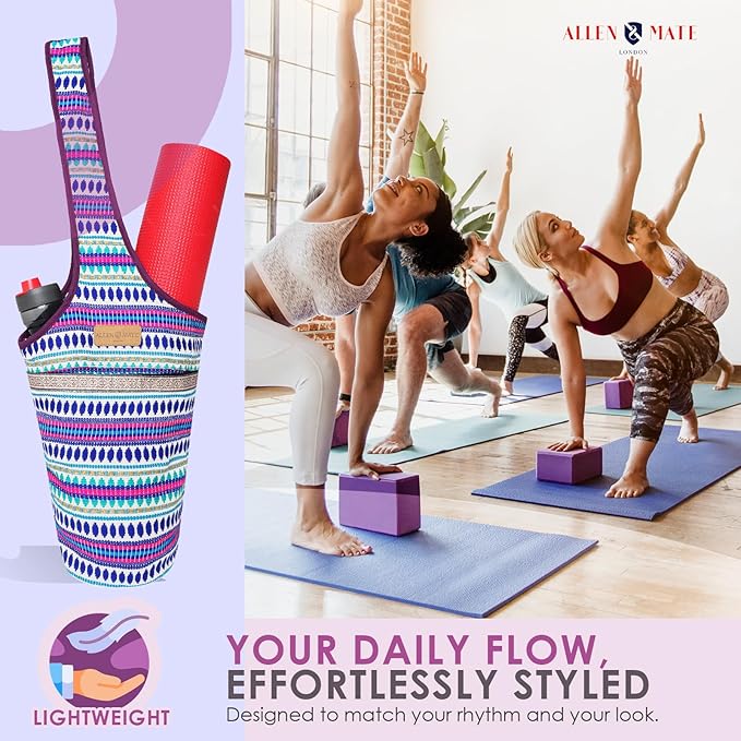 ALLEN & MATE Unisex Yoga Exercise Mat Bag with Large Size Pocket, Big Capacity Mat Tote Shoulder Carrier for Men & Women