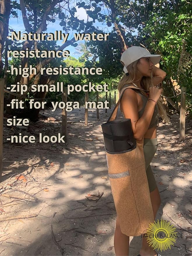 Cork Yoga bag; yoga bags and carriers for women; yoga accessories for women; gym bag for women with yoga mat holder; yoga strap for mat; bag for yoga mat; yoga matts for women; yoga mat women