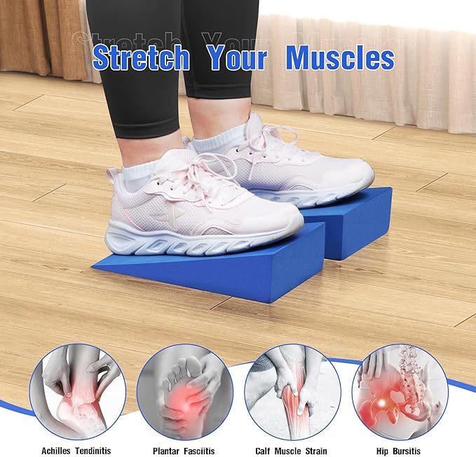 Foam Wedge Slant Board, 2-pcs Update Calf Stretcher, Squat Wedges for Yoga, Foot Rehabilitation and Stretching, and Physical Therapy