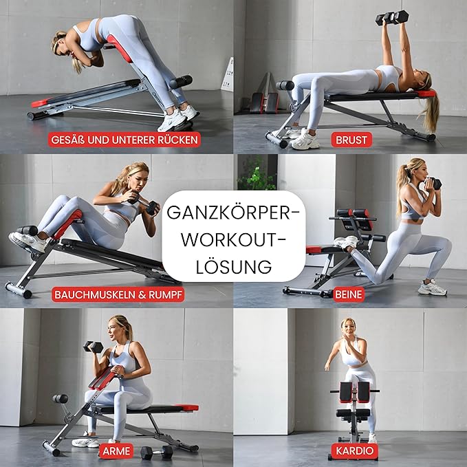 FF Finer Form Multi-Functional Weight Bench for Full All-in-One Body Workout – Adjustable Workout Bench Press for Home Gym, Fitness equipment for Back HyperExtension, Roman Chair Exercise, Sit up