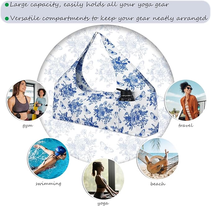 Large Yoga Mat Bag Yoga Bags and Carriers Fits All You Stuff Yoga Tote Bag with Yoga Mat Strap, Elastic Pockets and Zipper Pockets