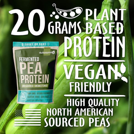 Nutrasumma Pea Protein Powder, Unflavored and Unsweetened Sugar Free Vegan, 100% Plant Based, Non GMO, Gluten Free & Soy Free, 2.14 LB