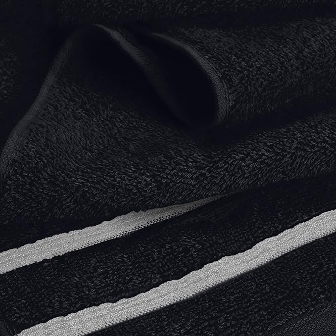 MyOwn Ultra Soft Cotton 6 -Piece Hand Towel Set 16x24 Inch, Ideal for use in Bathroom, Kitchen, Gym, Spa & General Cleaning, Compact & Lightweight Multi Purpose Hand Towels - Black