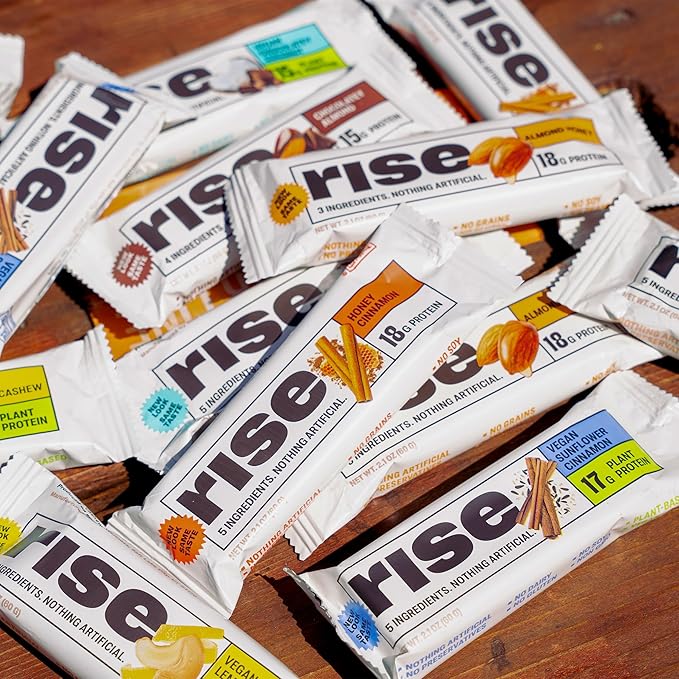Rise Pea Protein Bar - Vegan Lemon Cashew | Breakfast Bar & Protein Snack 15g Protein Just 3 Whole Food Ingredients Non-GMO Gluten-Free Soy Free