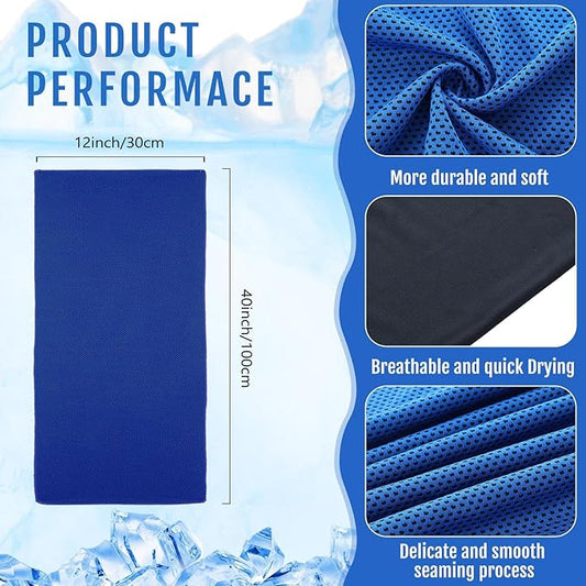 Hosuly 15 Pack Cooling Towels 40" x 12" Cooling Towels for Neck and Face Iced Towel Microfiber Soft Breathable Chilly Yoga Towel for Hot Weather (Dark Blue, Bright Green, Light Gray)