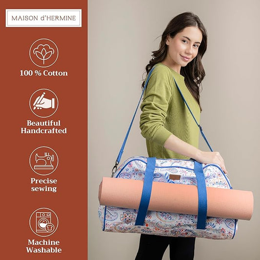 Maison d' Hermine Yoga Mat bag, Cylindrical bag for Woman&Men, yoga mat Bag &Adjustable shoulder straps Yoga Mat Carrier Bag with Drawstring Water Bottle Pocket and zipper pocket
