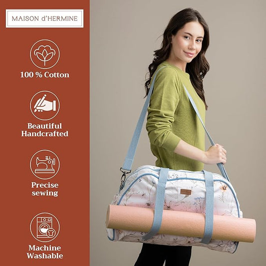 Maison d' Hermine Yoga Mat bag, Cylindrical bag for Woman&Men, yoga mat Bag &Adjustable shoulder straps Yoga Mat Carrier Bag with Drawstring Water Bottle Pocket and zipper pocket