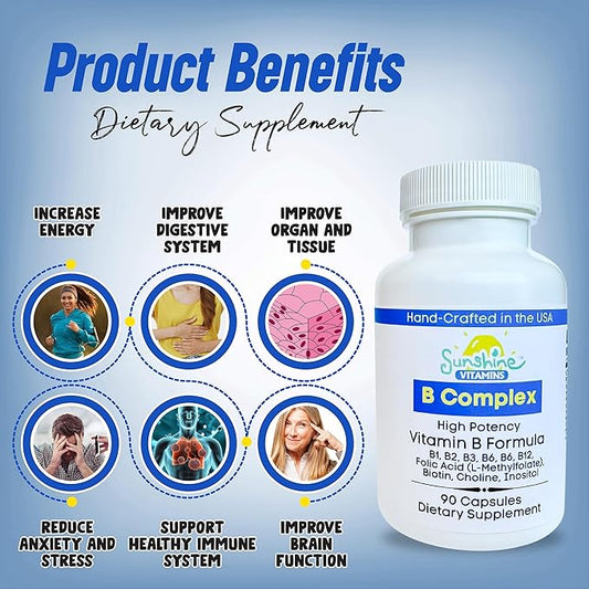 B Complex, 90 Capsules, Supports Energy, Metabolism, Brain, Immune & Nervous System Health, Non-GMO, No Soy, Gluten, Dairy