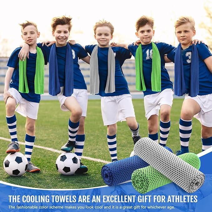 Hosuly 15 Pack Cooling Towels 40" x 12" Cooling Towels for Neck and Face Iced Towel Microfiber Soft Breathable Chilly Yoga Towel for Hot Weather (Dark Blue, Bright Green, Light Gray)