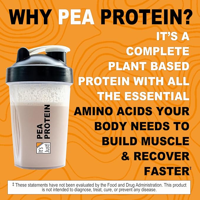 It's Just! - 100% Pea Protein, Vegan Plant Based, Grown in Canada, Premium Quality, Smooth Texture, Non-GMO, Gluten Free, Keto Friendly (1.5 Pound, Unflavored)