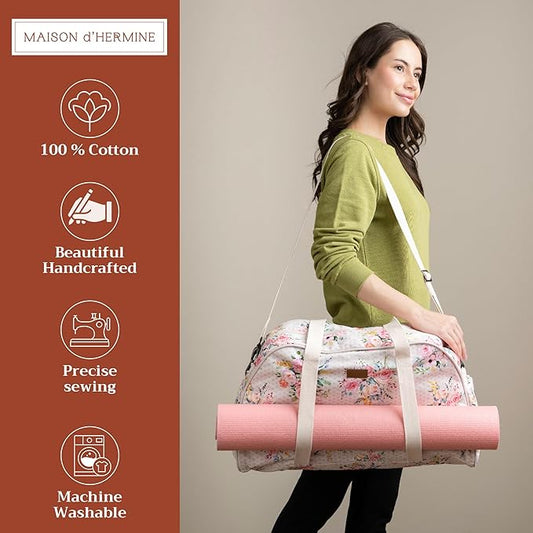 Maison d' Hermine Yoga Mat bag, Cylindrical bag for Woman&Men, yoga mat Bag &Adjustable shoulder straps Yoga Mat Carrier Bag with Drawstring Water Bottle Pocket and zipper pocket