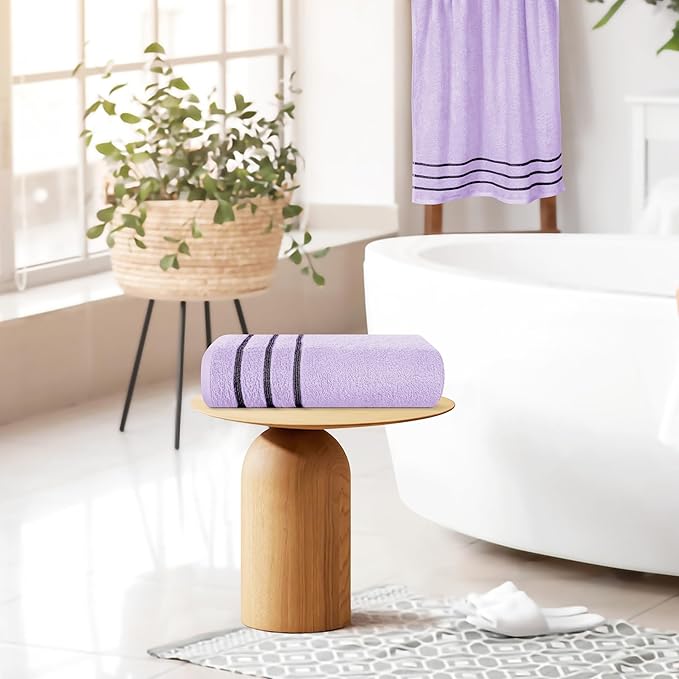 MyOwn Cotton 2 Pack Oversized Bath Towel Set 28x55 inches, Large Bath Towels, Ultra Absorbant Compact Quickdry & Lightweight Towel, Ideal for Gym Travel Camp Pool - Purple, 71620