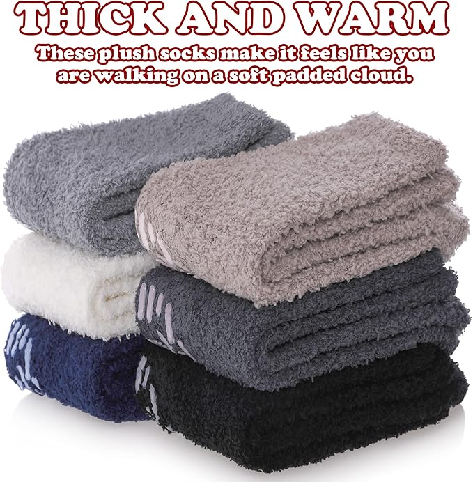 FNOVCO Non Slip Socks for Women Winter Warm Cozy Fuzzy Slipper Socks Soft Fluffy Hospital Socks with Grips