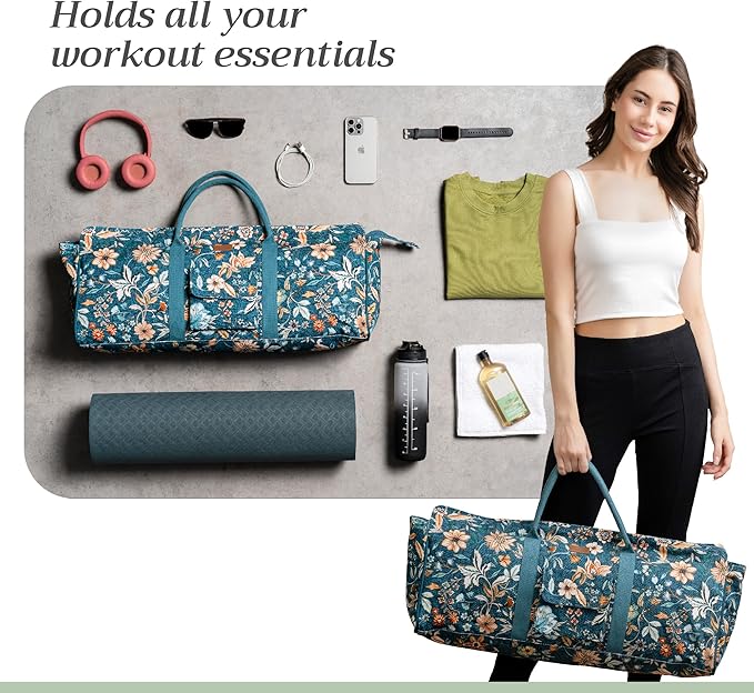 Maison d' Hermine Yoga Mat bag, Cylindrical bag for Woman&Men, yoga mat Bag &Adjustable shoulder straps Yoga Mat Carrier Bag with Drawstring Water Bottle Pocket and zipper pocket