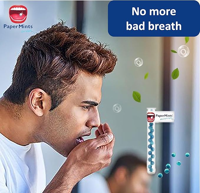 PaperMints CoolCaps - Instant Fresh Breath Mints Sugar-Free, 3 x Tubes of 18 capsules. Extreme Bad Breath Treatment for Adults