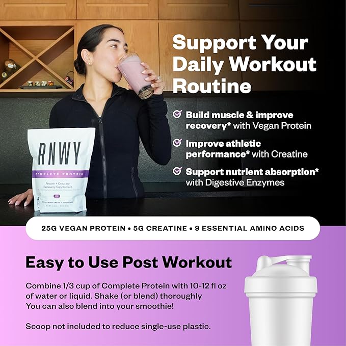 25g Acai Protein + 5g Creatine Powder, Vegan Plant-Based Protein with Digestive Enzymes to Build & Recover, 21 Servings