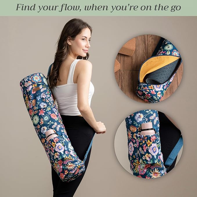 Maison d' Hermine Yoga Mat bag, Cylindrical bag for Woman&Men, yoga mat Bag &Adjustable shoulder straps Yoga Mat Carrier Bag with Drawstring Water Bottle Pocket and zipper pocket