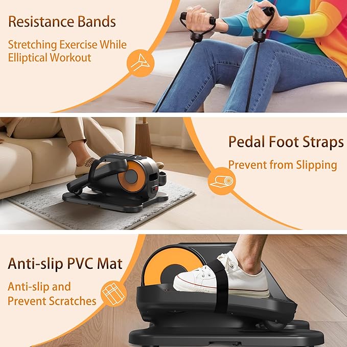 Under Desk Elliptical Machine, Electric Elliptical Training Machine w/Remote & 12 Speeds Level, Manual & Auto Mode, Elliptical Traier for Seniors Seated Pedal Exerciser for Home Office