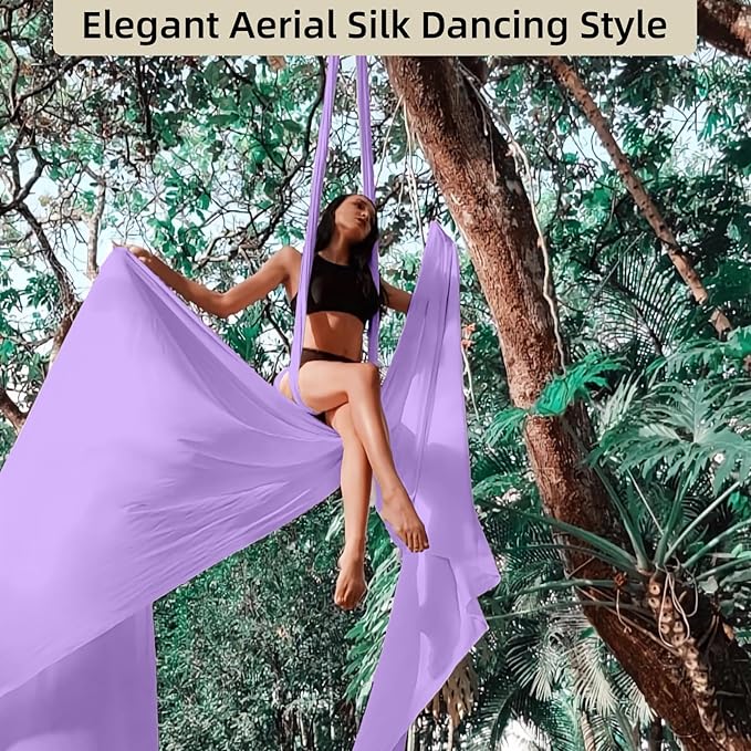 Aerial Silk Set, Premium 9Yards/8.2m Medium Stretch Fabric Silks, Perfect for AntiGravity Hammock Yoga Training & Dance Circus Performances Includes Hardwares & Daisy Chains