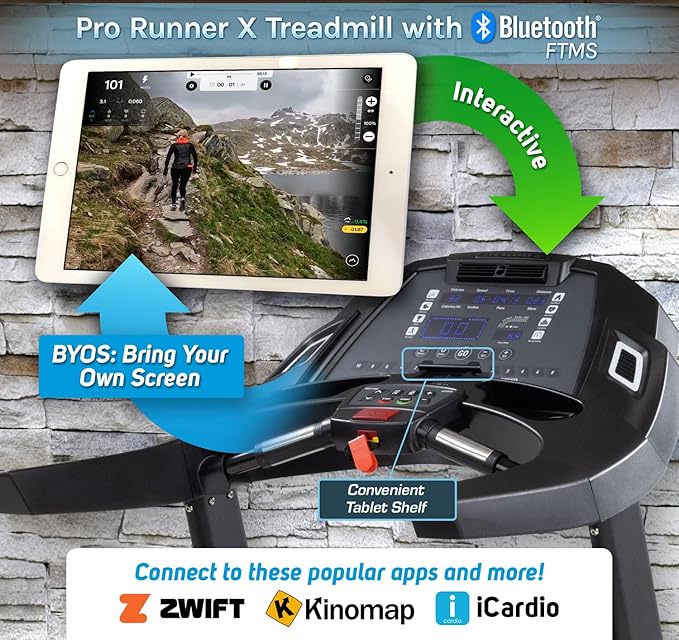 3G Cardio Pro Runner X Treadmill - Heavy Duty Home Construction - FreeSync FTMS Bluetooth Connectivity - Low 6.5" Step-up Height - Foldable Compact Storage - Orthopedic Belt - 350 lb Capacity