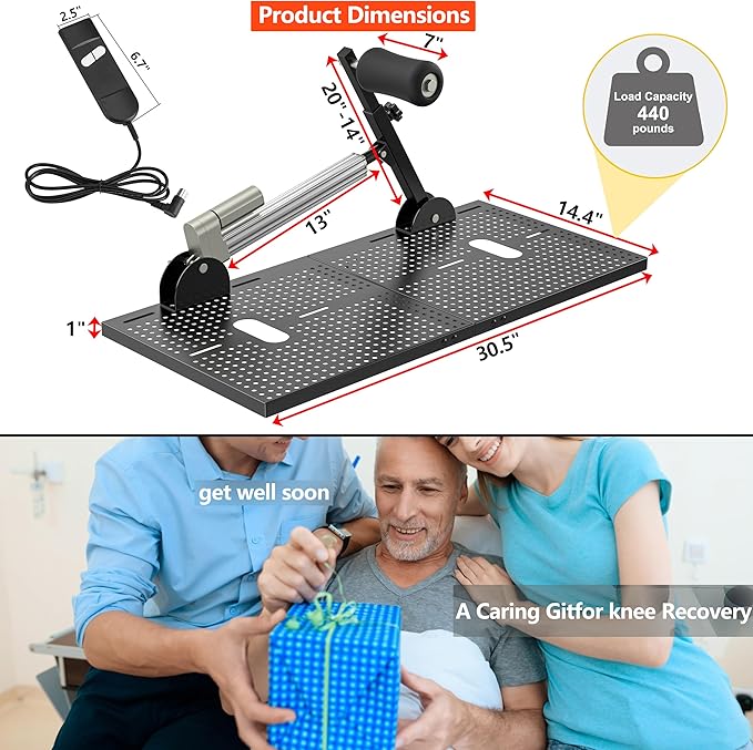 Electric Prone Knee Exerciser with Smart Remote Control for Knee Replacement Recovery Aids Kit Knee Therapy Exercise Strengthening Equipment for ACL PCL MCL,Gender-Neutral(Left/Right Leg Compatible)