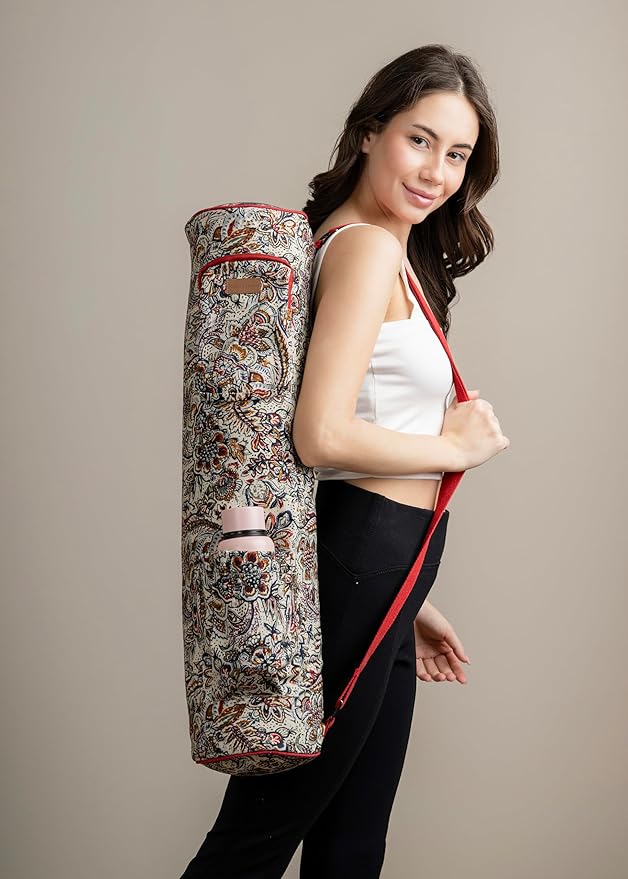 Maison d' Hermine Yoga Mat bag, Cylindrical bag for Woman&Men, yoga mat Bag &Adjustable shoulder straps Yoga Mat Carrier Bag with Drawstring Water Bottle Pocket and zipper pocket
