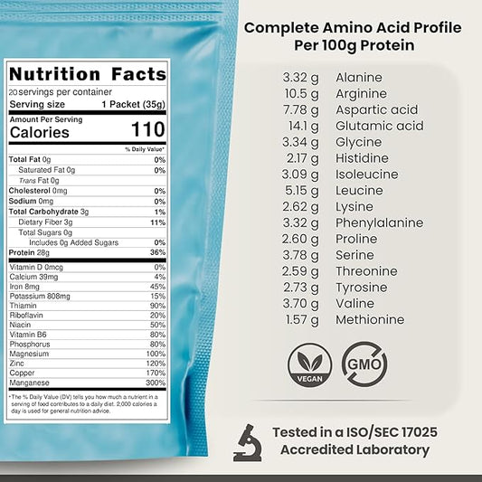 Organic Hemp Protein Powder, Plant Based and Vegan Protein Shake, Lactose and Dairy Free, Gluten Free, Clean and Natural- Unflavored (20 Servings)
