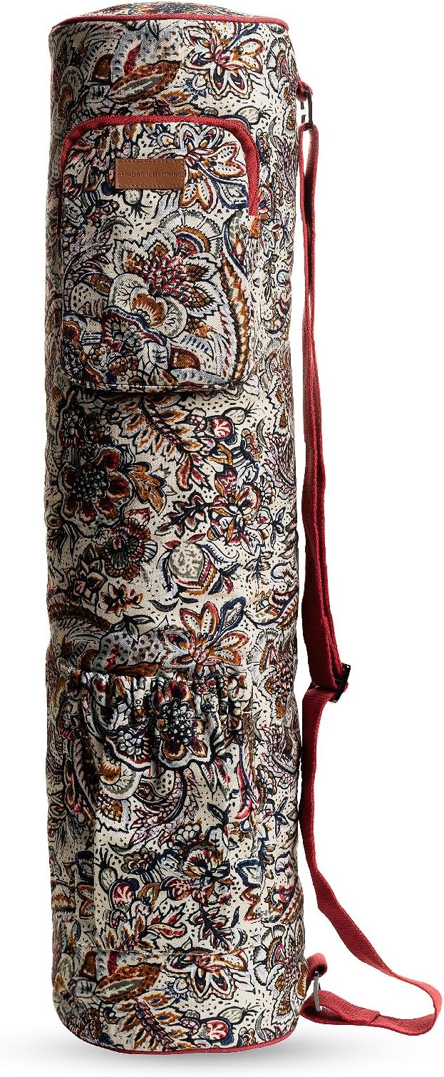 Maison d' Hermine Yoga Mat bag, Cylindrical bag for Woman&Men, yoga mat Bag &Adjustable shoulder straps Yoga Mat Carrier Bag with Drawstring Water Bottle Pocket and zipper pocket