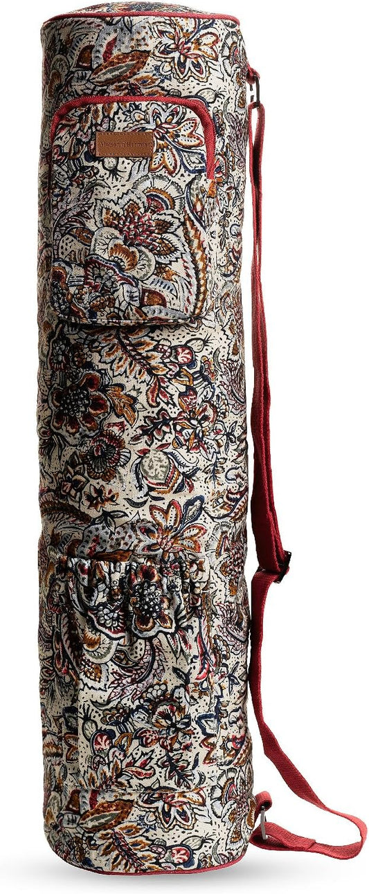 Maison d' Hermine Yoga Mat bag, Cylindrical bag for Woman&Men, yoga mat Bag &Adjustable shoulder straps Yoga Mat Carrier Bag with Drawstring Water Bottle Pocket and zipper pocket