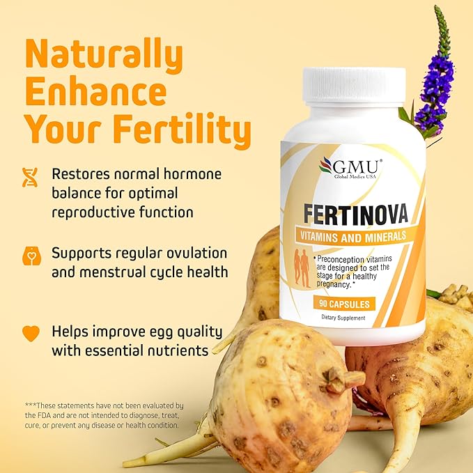 Fertinova - Premium Preconception Vitamins & Pregnancy Support, Prenatal Vitamins for Women, Fertility Supplements for Women, Needed Prenatal Choline Supplements - 90 Capsules