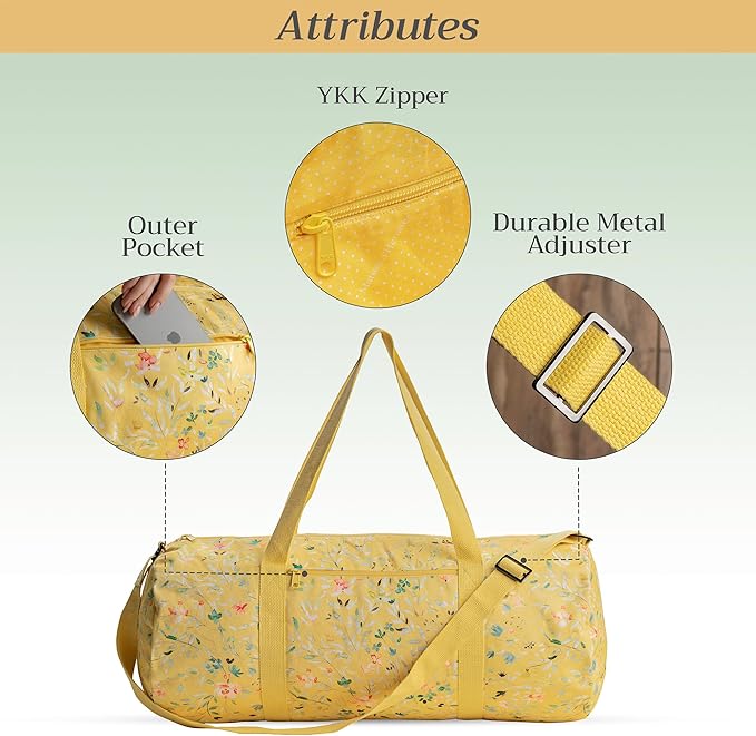 Maison d' Hermine Yoga Mat bag, Cylindrical bag for Woman&Men, yoga mat Bag &Adjustable shoulder straps Yoga Mat Carrier Bag with Drawstring Water Bottle Pocket and zipper pocket