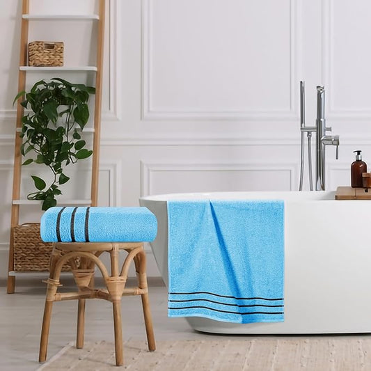 MyOwn Cotton 2 Pack Oversized Bath Towel Set 28x55 inches, Large Bath Towels, Ultra Absorbant Compact Quickdry & Lightweight Towel, Ideal for Gym Travel Camp Pool - Sky Blue