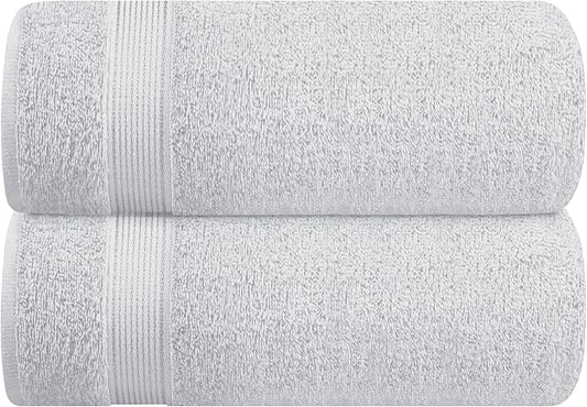 Belizzi Home Cotton 2 Pack Oversized Bath Sheet 35x70, Large Bath Sheet, Ultra Soft, Absorbent, Compact, Eco-Friendly, Recyclable, Quick Drying and Lightweight Towel - Light Grey